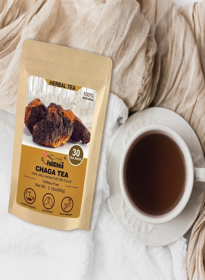 كامل فول تشيا - أكياس شاي تشاغا، 30 كيس شاي، 2 غرام/كيس - شاي فطر تشاغا فاخر - غير معدل وراثيًا - خالٍ من الكافيين - غني بمضادات الأكسدة ويساعد على الهضم - Image 3